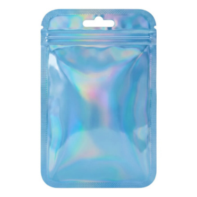 Bolsas Doypack Holográficas con Cierre Zipper Azul 10x15cm